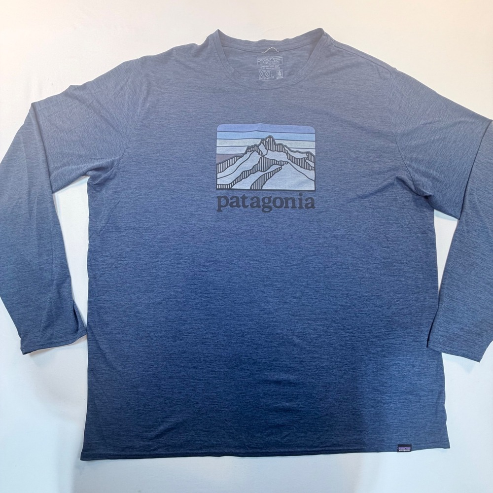 Patagonia Capilene Cool Daily Shirt Men XXL Blue Mountain Graphic Long Sleeve